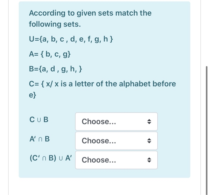 Solved According To Given Sets Match The Following Sets Chegg Com