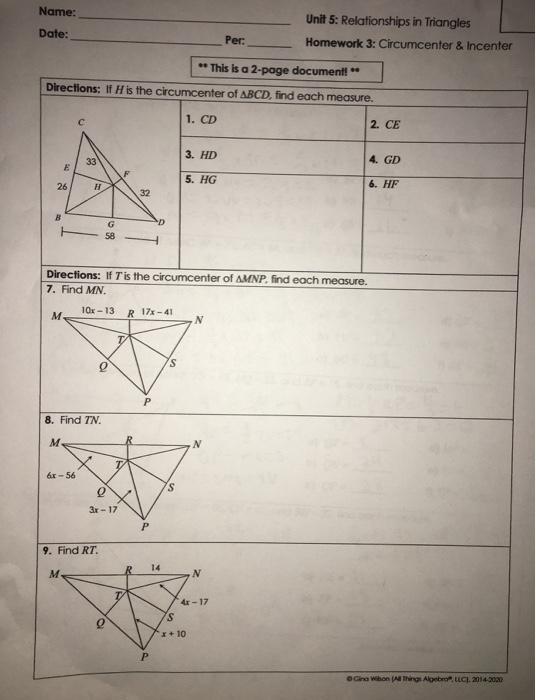 unit 5 homework 8 triangle inequalities answer key