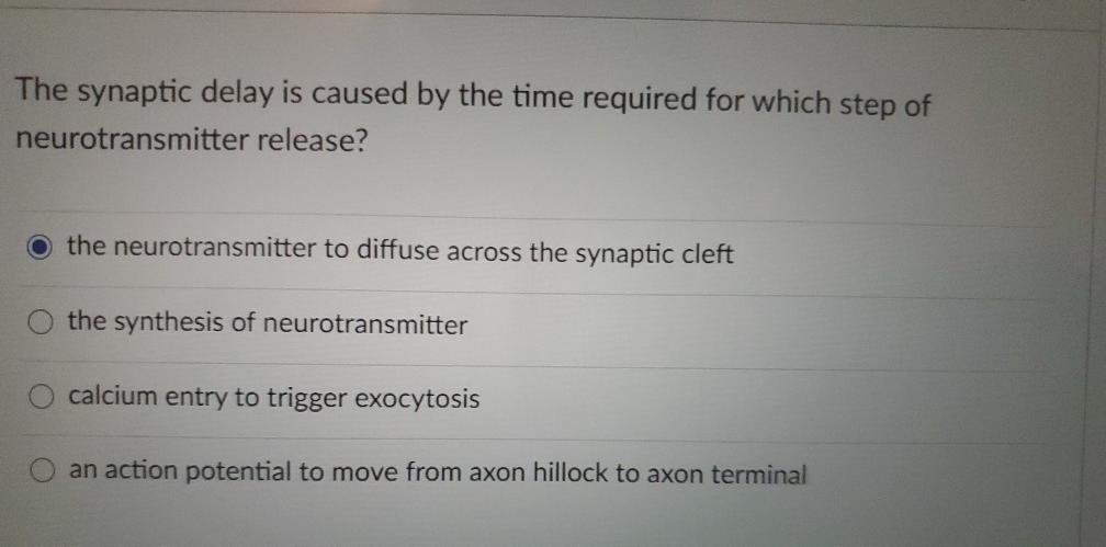 Solved The Synaptic Delay Is Caused By The Time Required For | Chegg.com