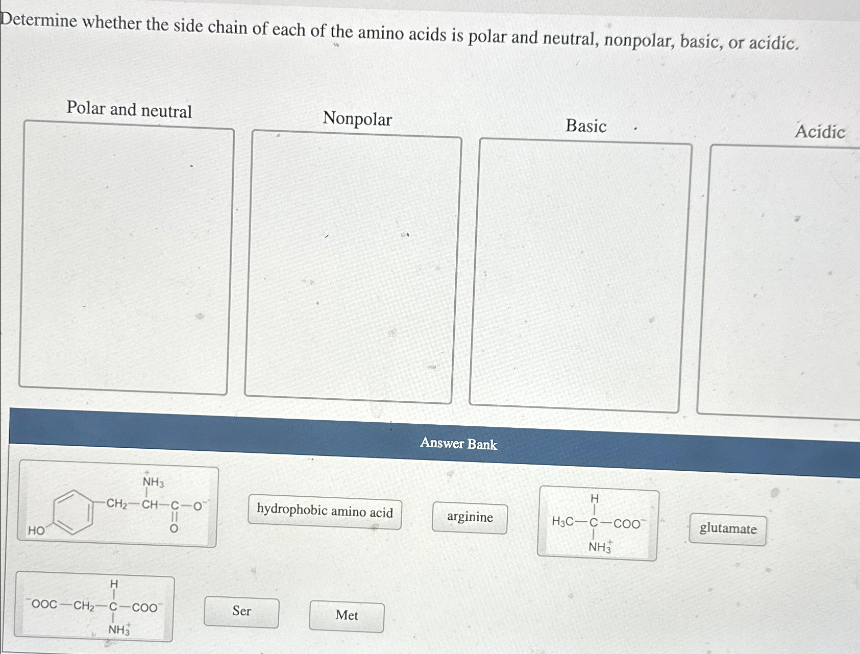 Solved Determine whether the side chain of each of the amino | Chegg.com