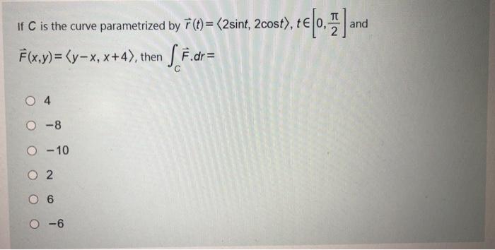 If C Is The Cu Curve Parametrized By I N 2sint Chegg Com
