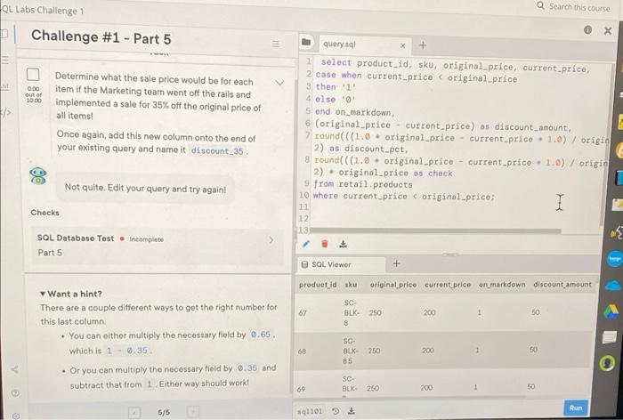 Solved QL Labs Challenge 1 St Challenge #1 - Part 5 0.00 out | Chegg.com