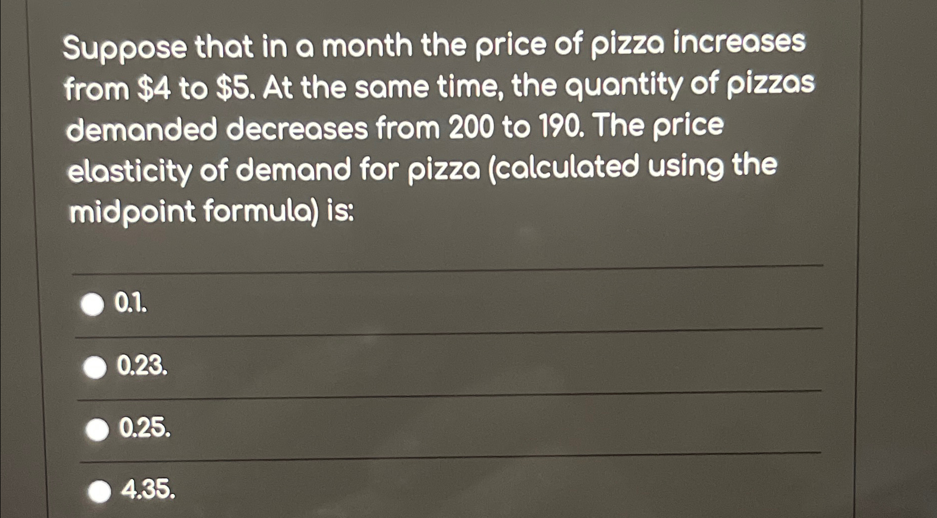 Solved Suppose that in a month the price of pizza increases