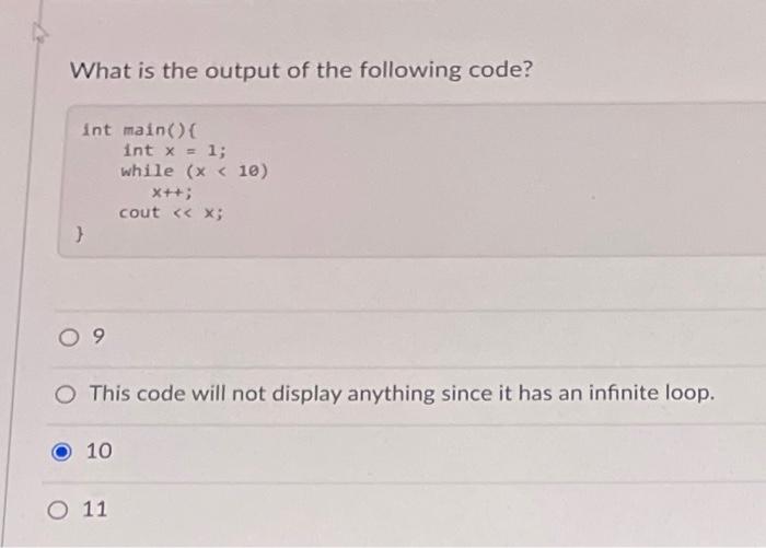 Solved What is the output of the following code? int main() | Chegg.com