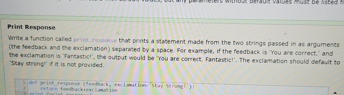 Solved Print ResponseWrite a function called print_response | Chegg.com