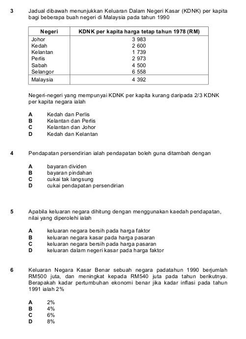 1 Jadual Di Bawah Menunjukkan Data Keluaran Negara Chegg Com