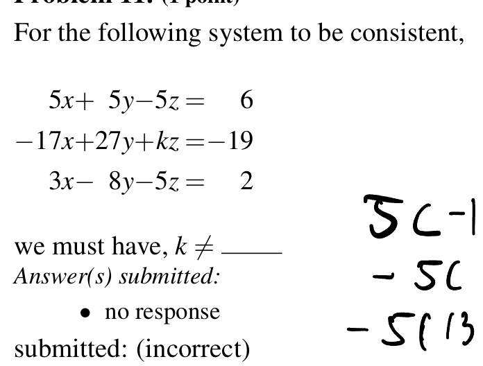 Solved For the following system to be