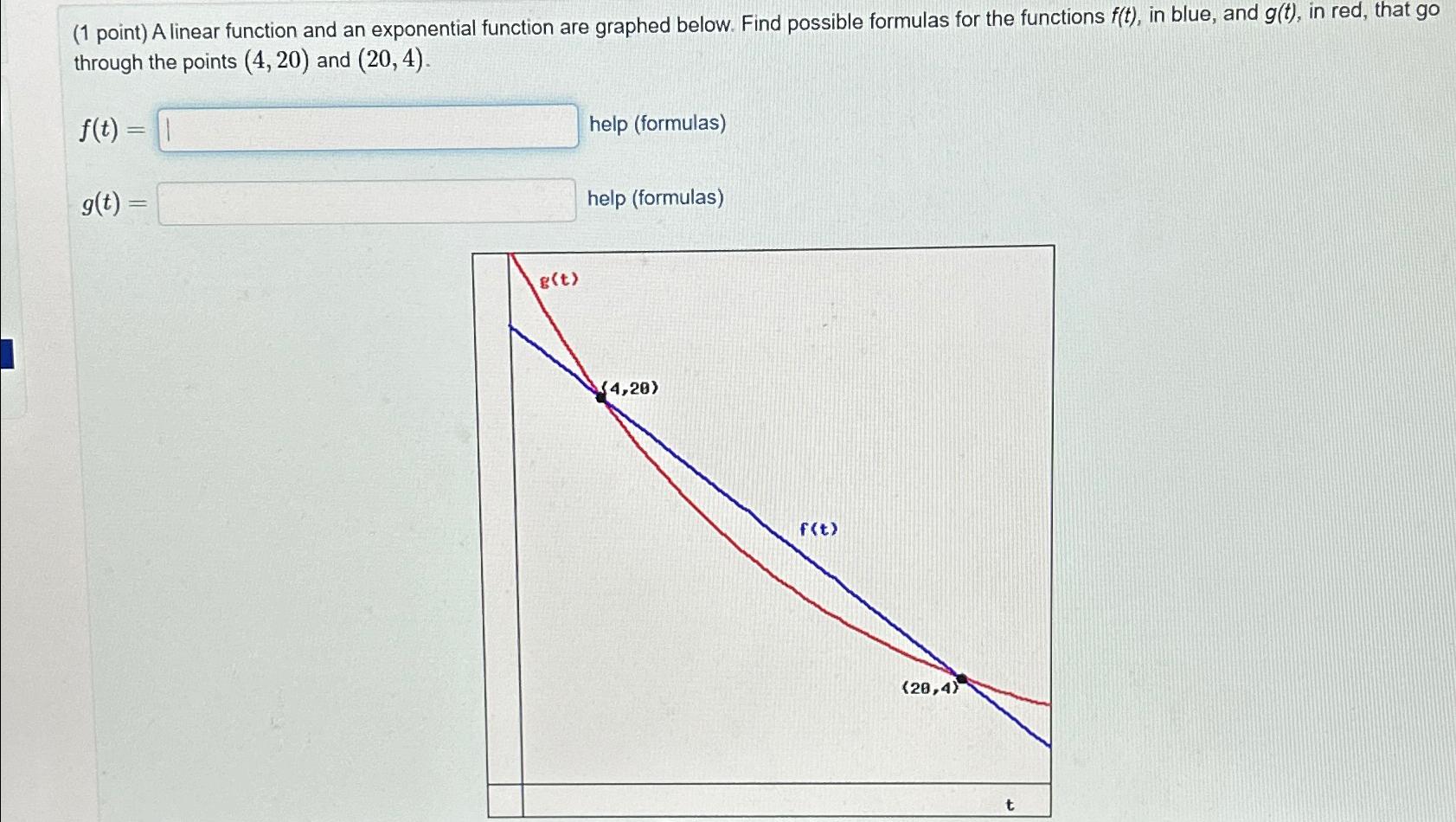 Solved (1 ﻿point) ﻿A linear function and an exponential | Chegg.com