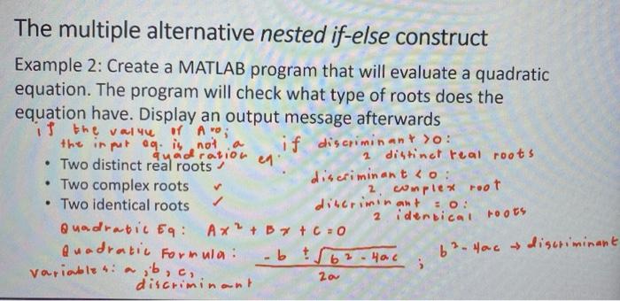 Solved The multiple alternative nested if-else construct | Chegg.com