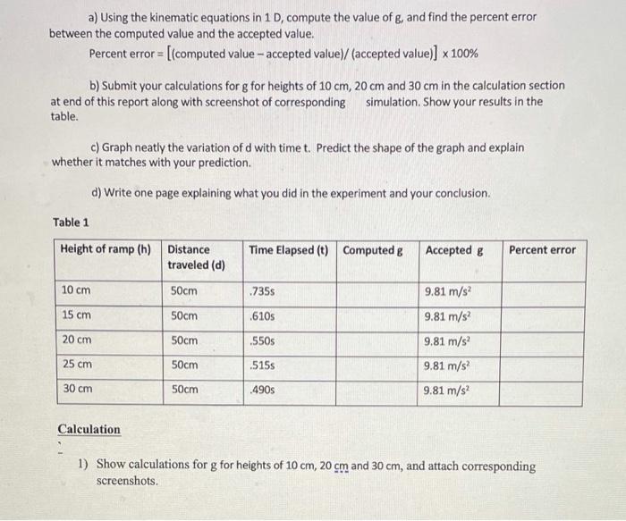Solved Ball sliding down a ramp height (cm) Ball on a ramp