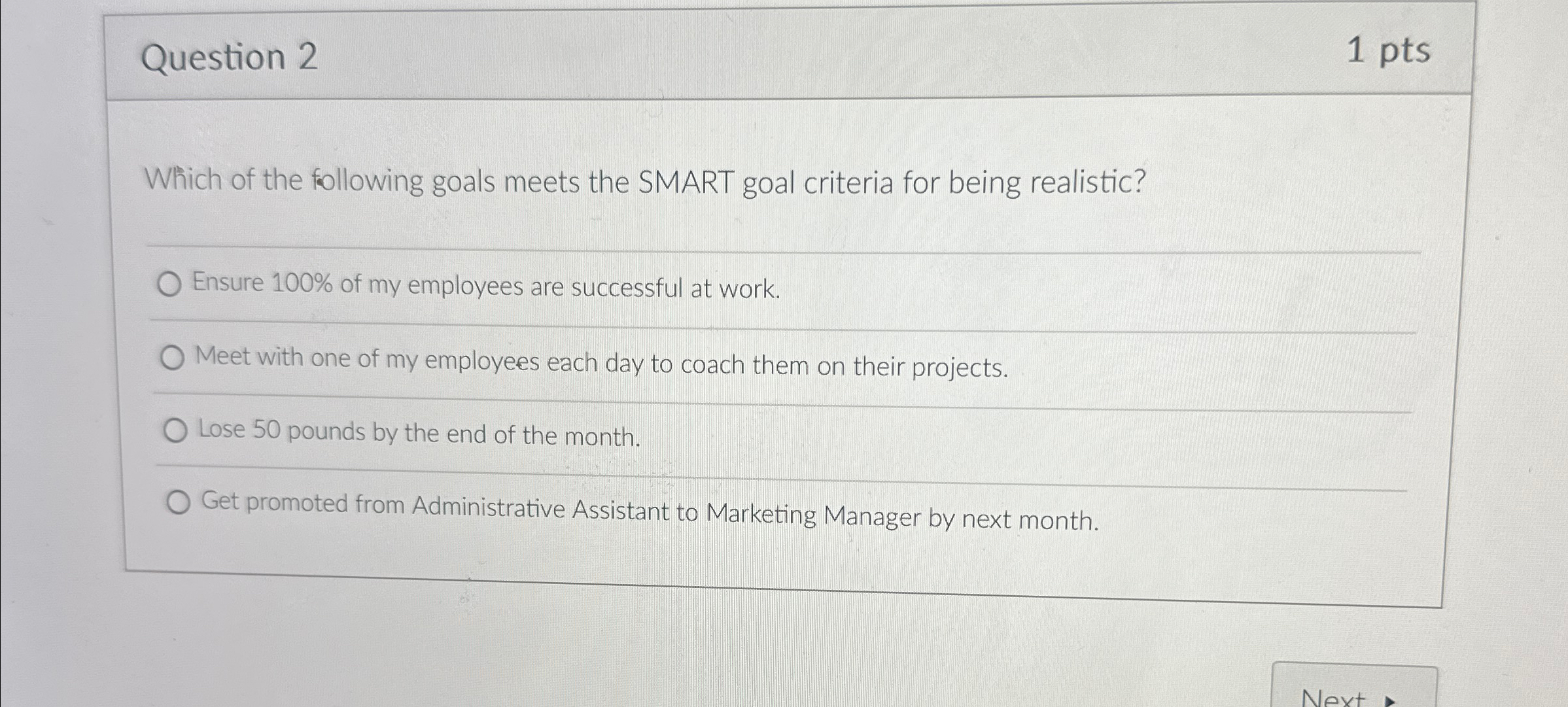 Solved Question 21 ﻿ptsWhich of the following goals meets | Chegg.com