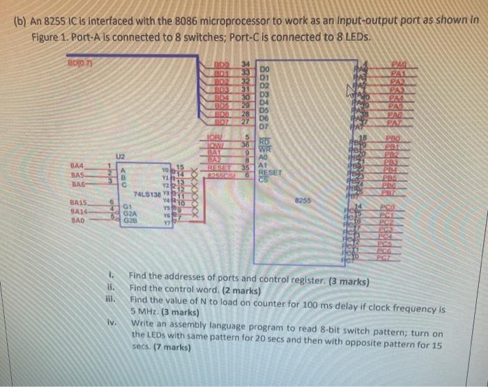 Solved (b) An 8255 IC Is Interfaced With The 8086 | Chegg.com