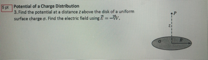 Solved 5 Pt Potential Of A Charge Distribution 3. Find The | Chegg.com