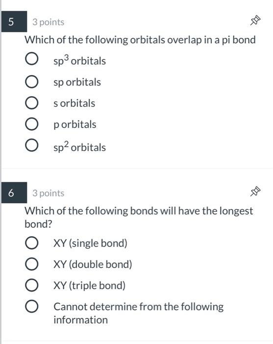 Solved 5 5 too 3 points Which of the following orbitals | Chegg.com