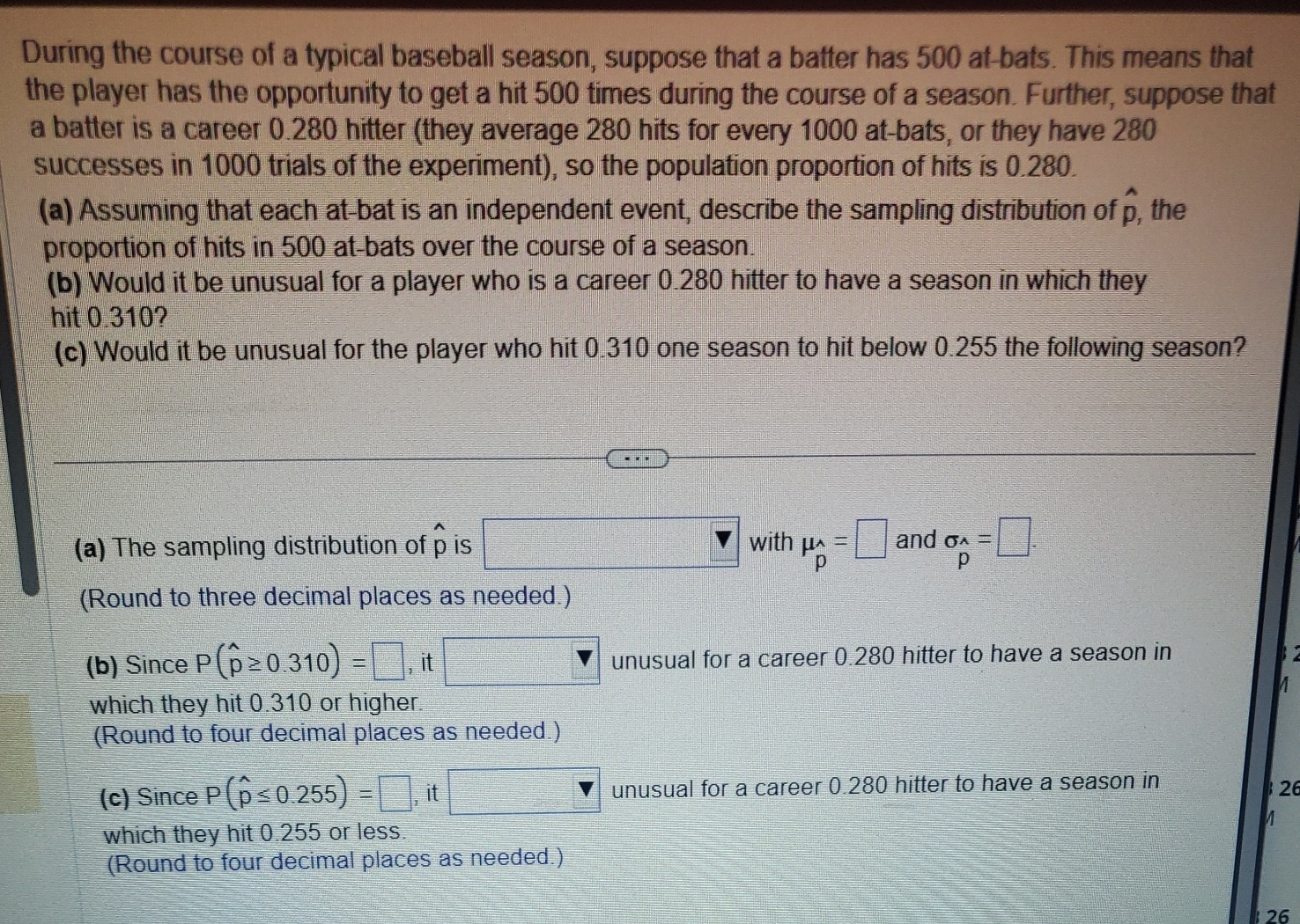 Solved During the course of a typical baseball season, | Chegg.com