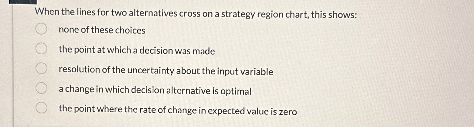 Solved When the lines for two alternatives cross on a | Chegg.com