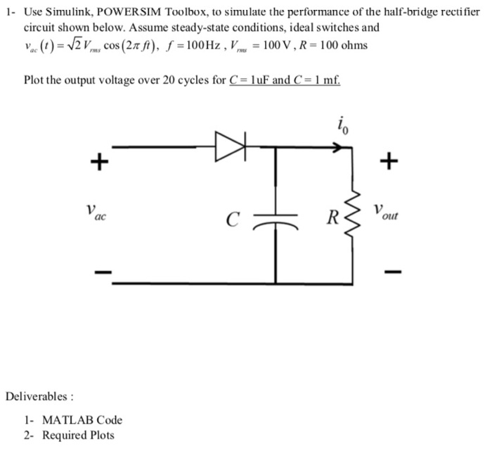 Solved 1. Use Simulink, POWERSIM Toolbox, to simulate the | Chegg.com