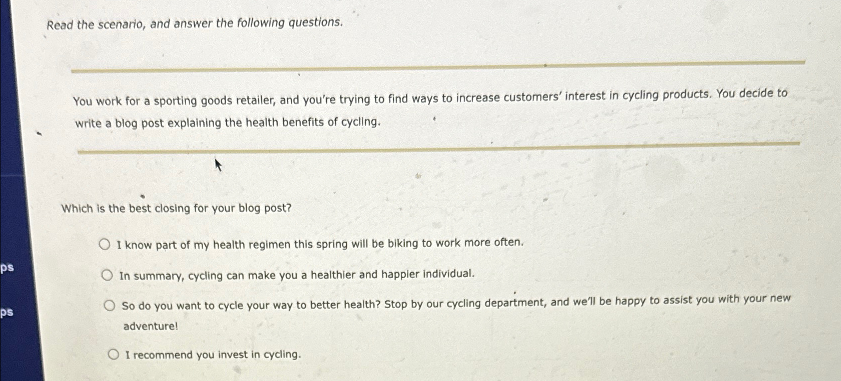 Solved Read the scenario, and answer the following | Chegg.com