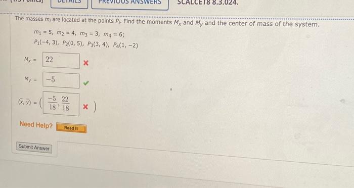 Solved The Masses Mi Are Located At The Points Pi. Find The | Chegg.com