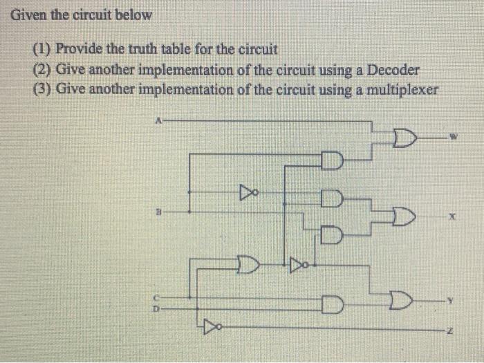 Solved Given the circuit below (1) Provide the truth table | Chegg.com
