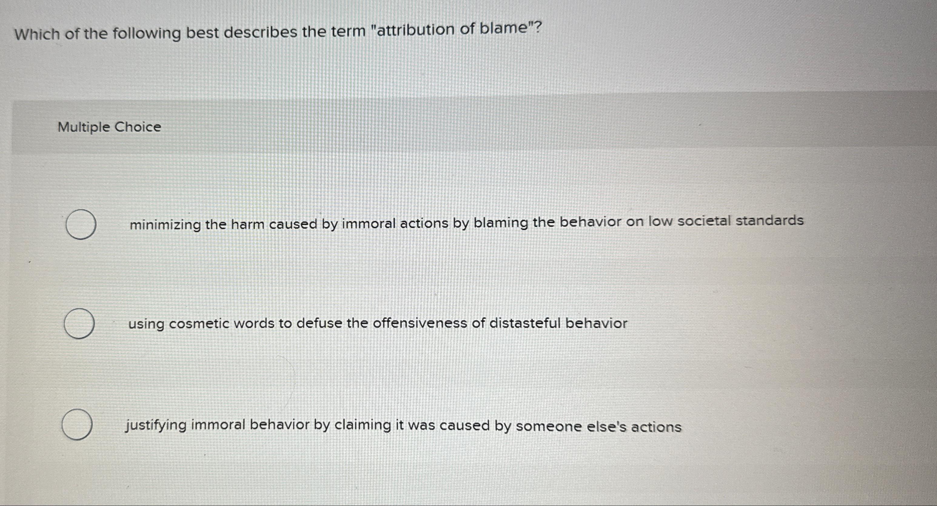Solved Which of the following best describes the term | Chegg.com