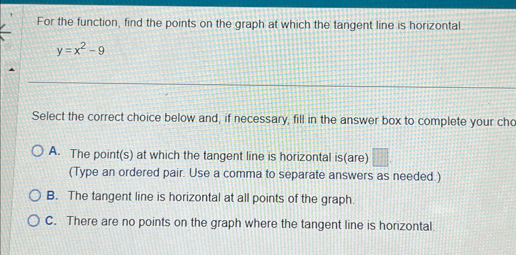 Solved For the function, find the points on the graph at | Chegg.com