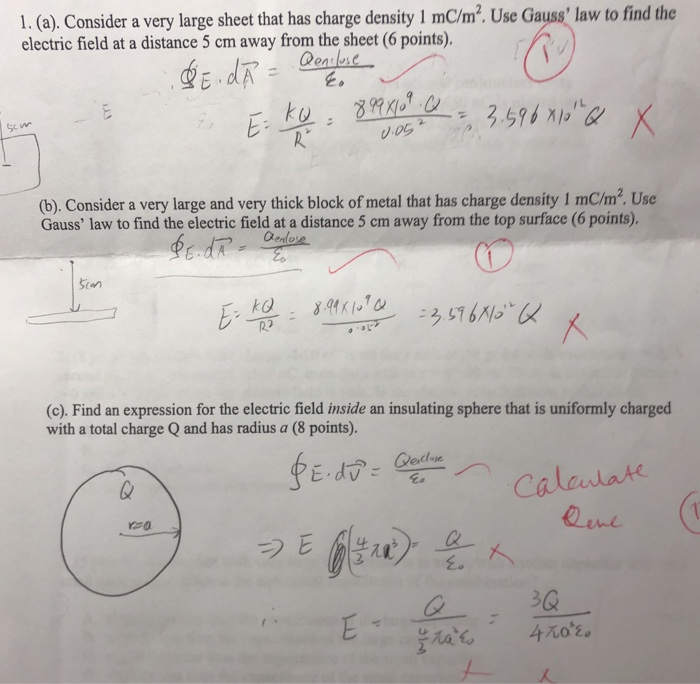 Solved 1. (a). Consider A Very Large Sheet That Has Charge | Chegg.com