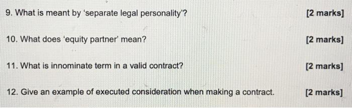 Solved 9 What Is Meant By Separate Legal Personality 2 Chegg Com