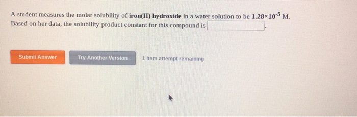 Solved A student measures the molar solubility of iron(II) | Chegg.com