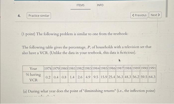 Solved ( 1 point) The following problem is similar to one | Chegg.com