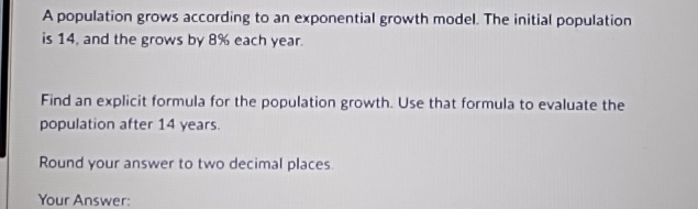 Solved A Population Grows According To An Exponential Growth Chegg Solved A Population Grows According To An Exponential Growth Chegg