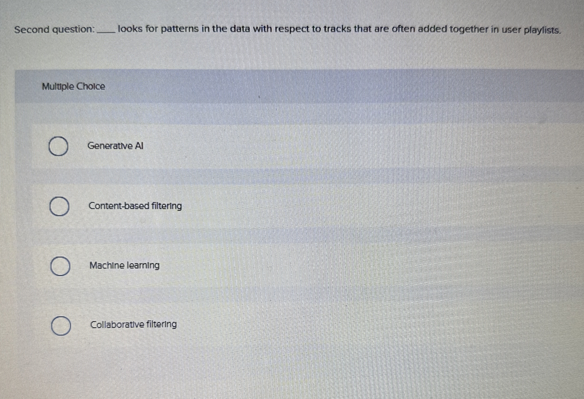 Solved Second question: q, ﻿looks for patterns in the data | Chegg.com