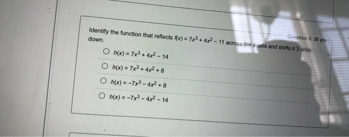 Solved Question 3: 20 pts Identify the function that | Chegg.com