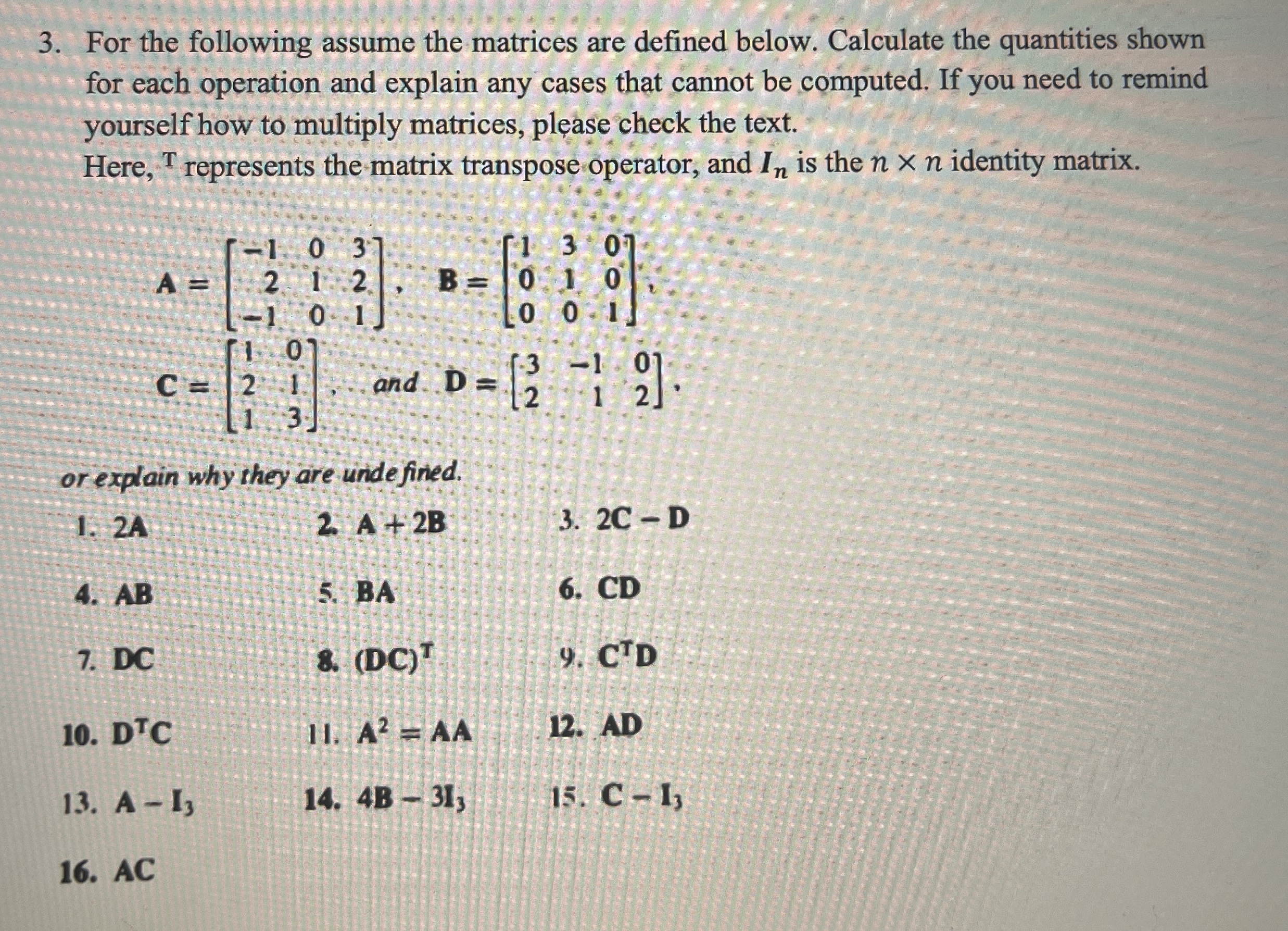 I need help on 15 ﻿and 16 ﻿for problem 3For the