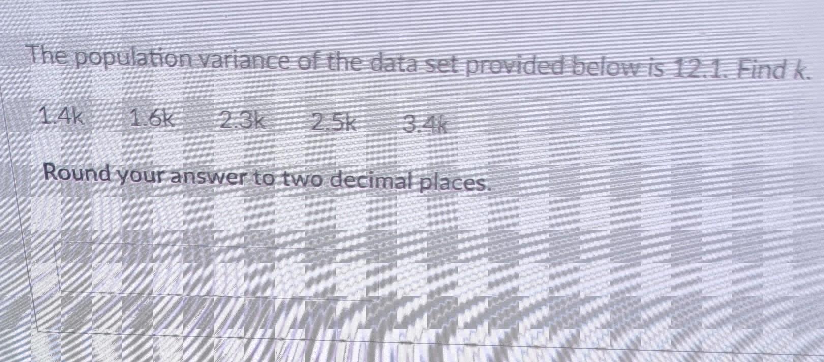 Solved The population variance of the data set provided | Chegg.com