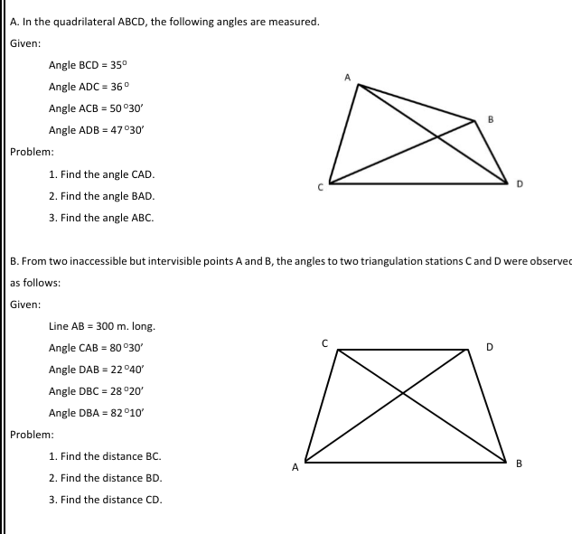 Solved A. In the quadrilateral ABCD, the following angles | Chegg.com