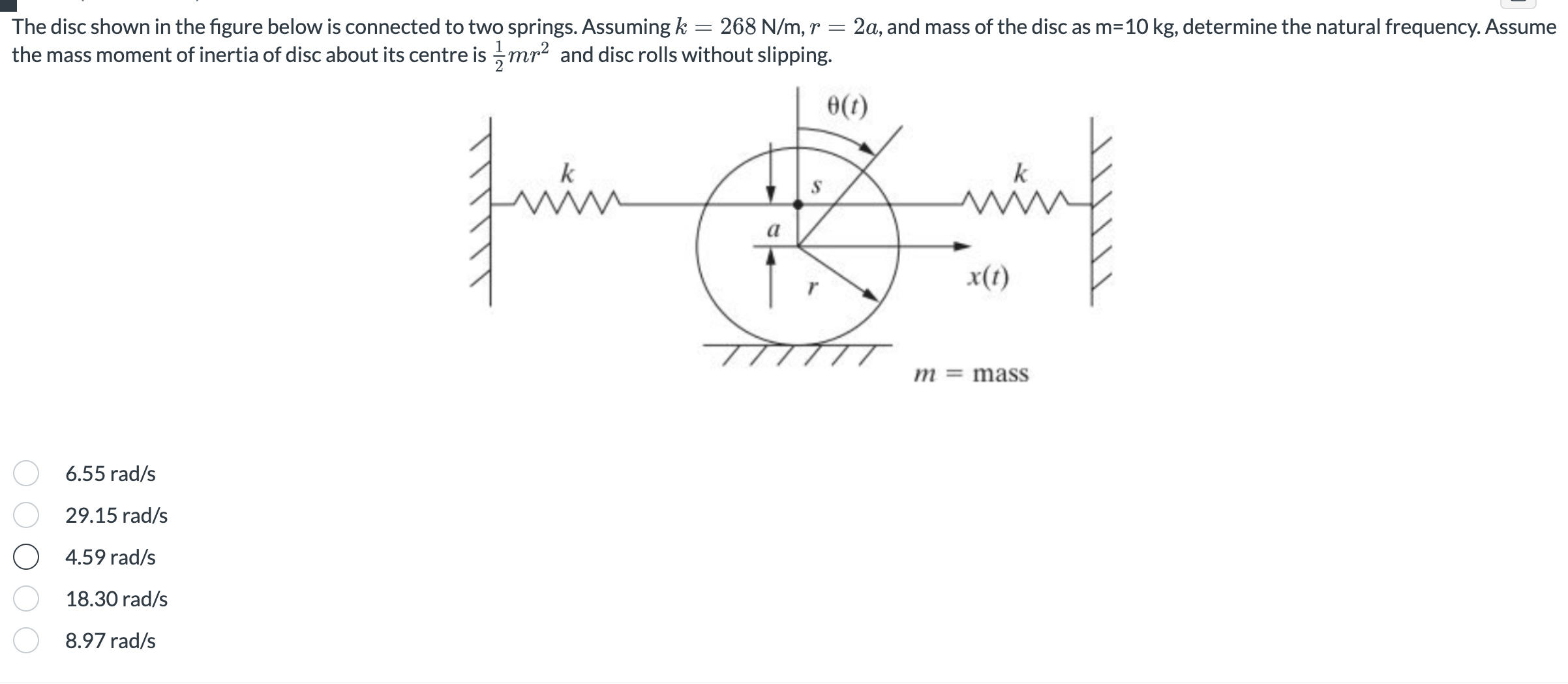 The disc shown in the figure below is connected to | Chegg.com