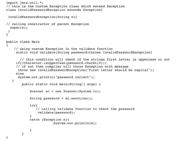 Solved Import Java.util.*; // This Is The Custom Exception | Chegg.com