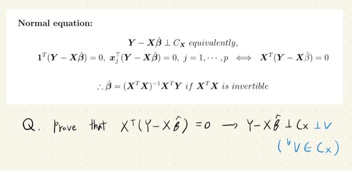 Normal Equation Y X I Cx Equivalently 11 Y Xo Chegg Com