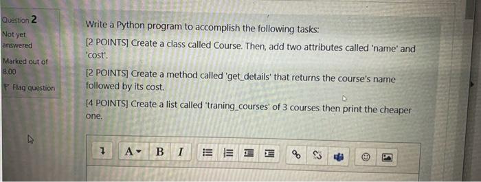 Solved Not yet answered [2 POINTS] Create a class called | Chegg.com