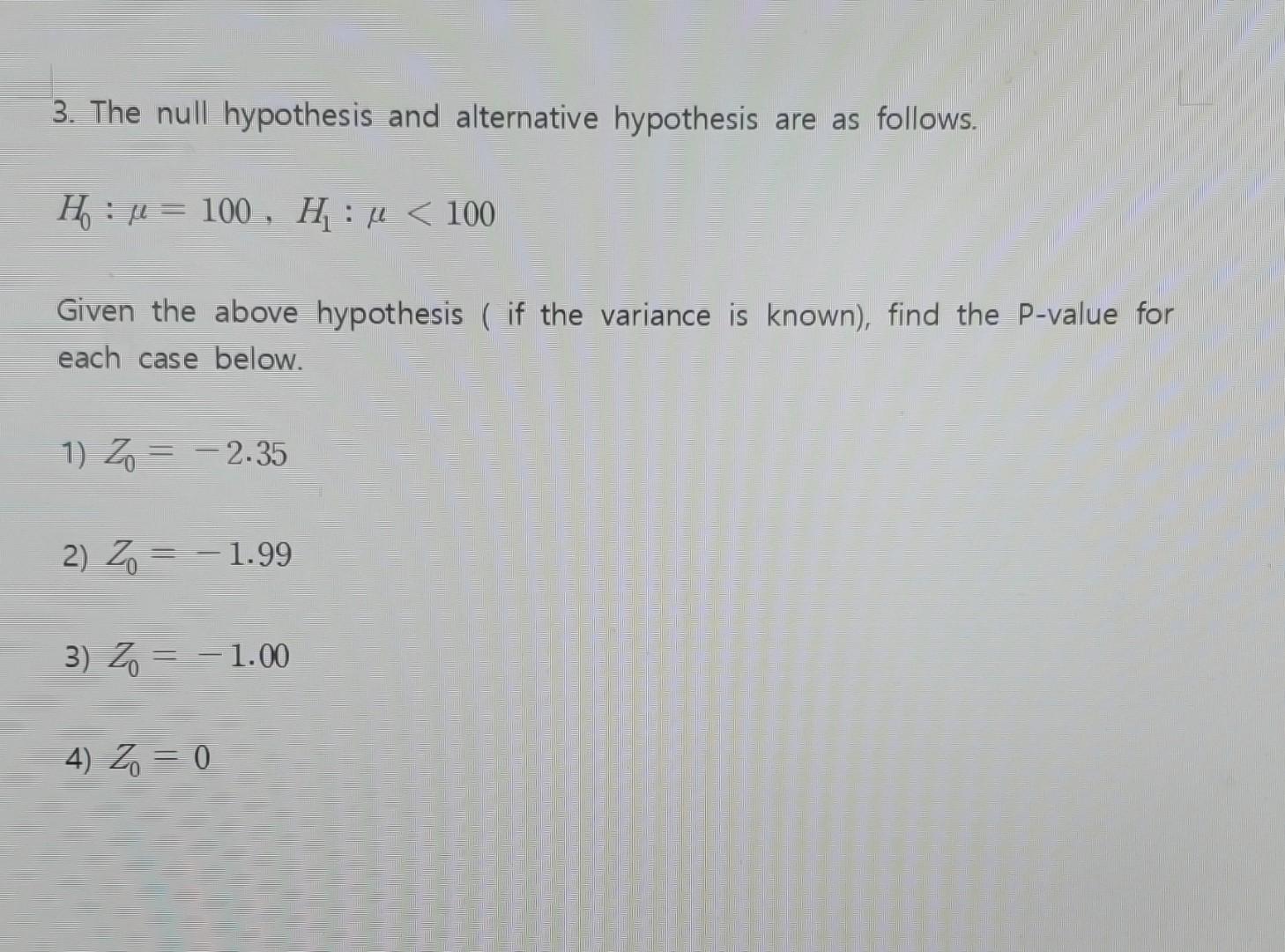 null hypothesis and alternative hypothesis practice problems