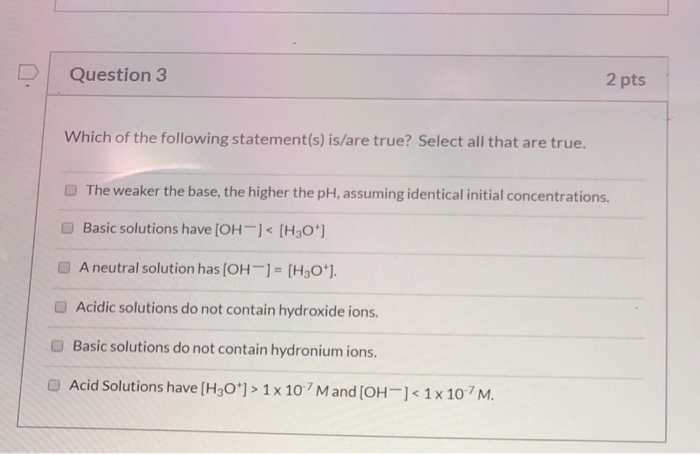 Which Of The Following Is True Of Solutions Solved Question 3 2 pts Which of the following statement(s) | Chegg.com