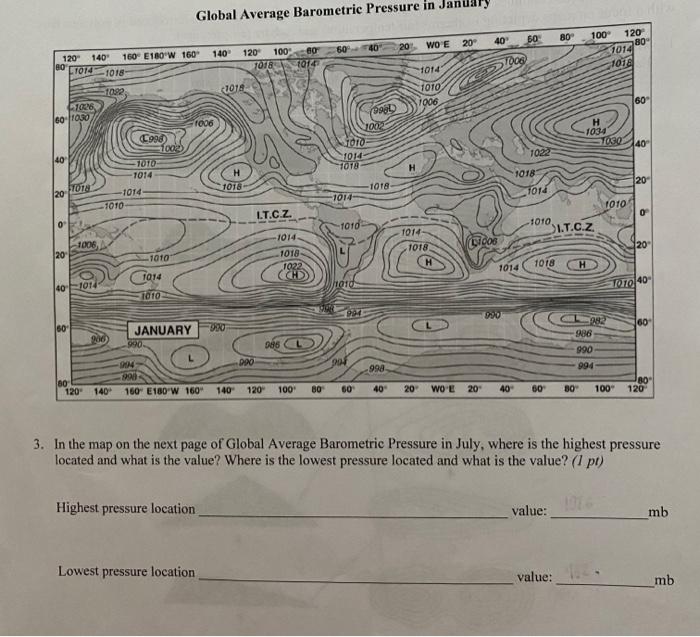 Global Average Barometric P In The Map On The Next 