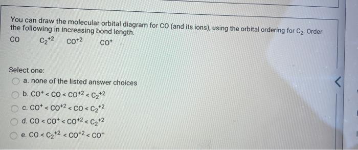 Solved You can draw the molecular orbital diagram for CO | Chegg.com