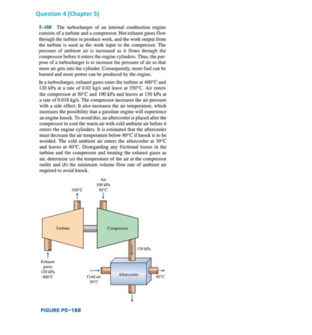 Solved Question 4 (Chapter 5) 5-188 The Turbocharger Of An | Chegg.com