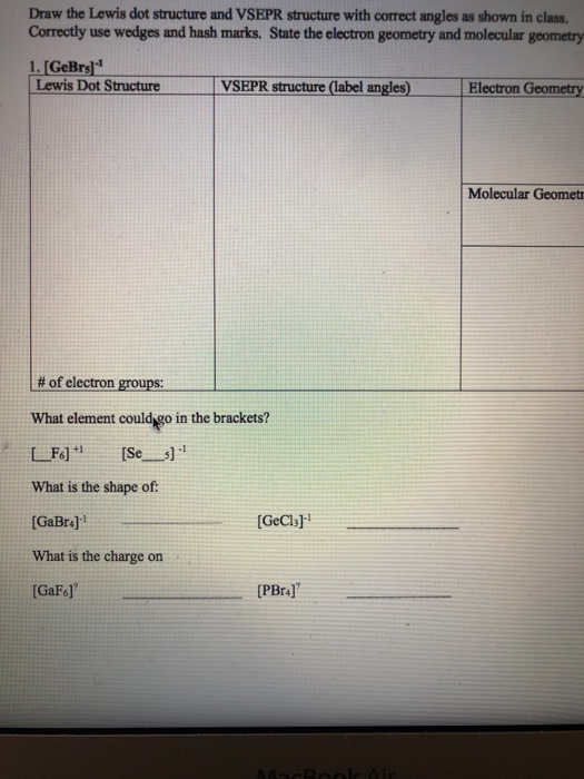 Solved Draw The Lewis Dot Structure And VSEPR Structure With | Chegg.com