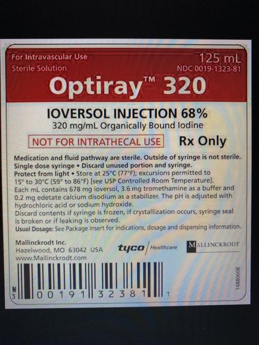Solved For Intravascular Use Sterile Solution 125 ml NDC | Chegg.com