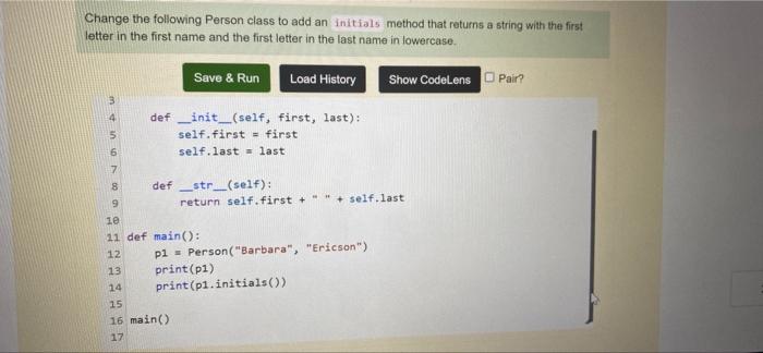 Solved Change the following Person class to add an initials | Chegg.com
