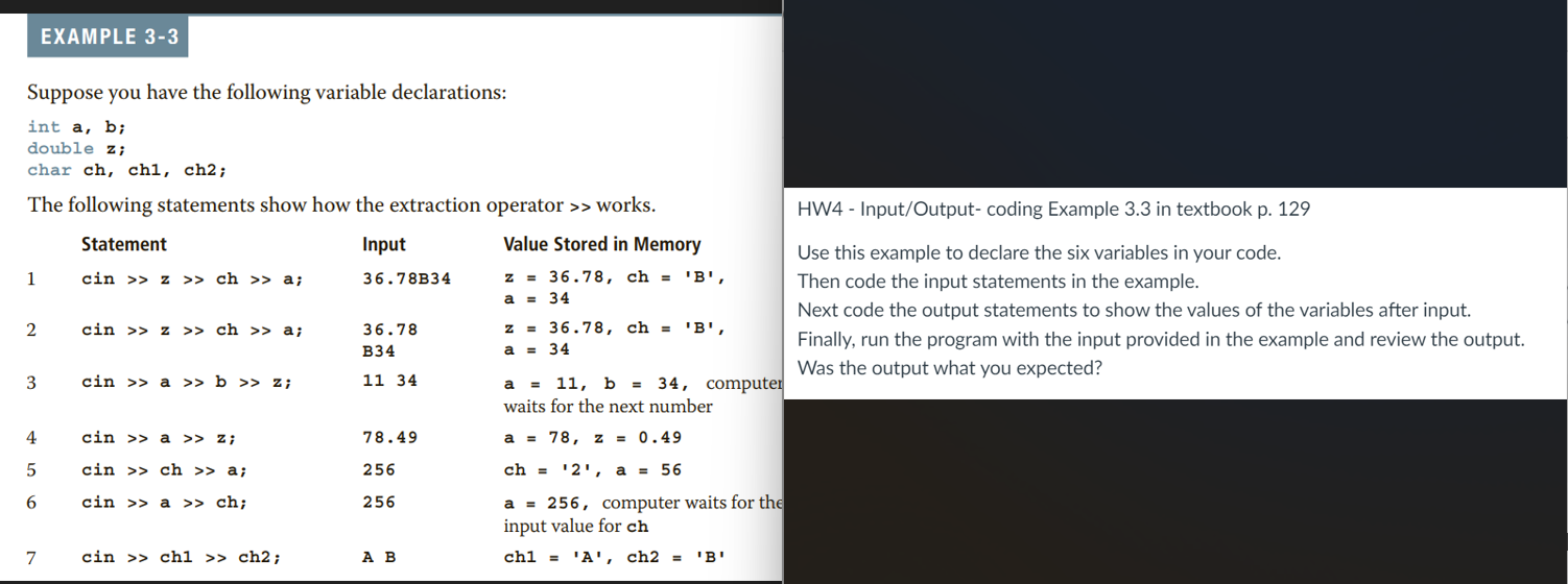 Solved HW4 - ﻿Input/Output- ﻿coding Example 3.3 ﻿in textbook | Chegg.com