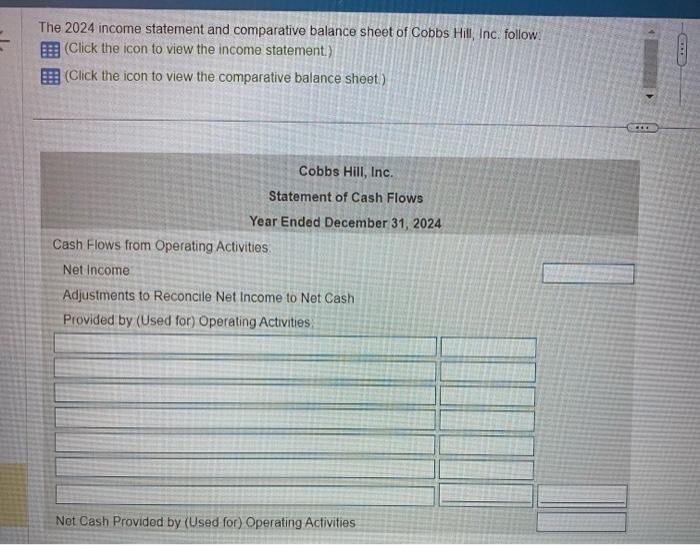 Solved The 2024 Income Statement And Comparative Balance Chegg Com   Image